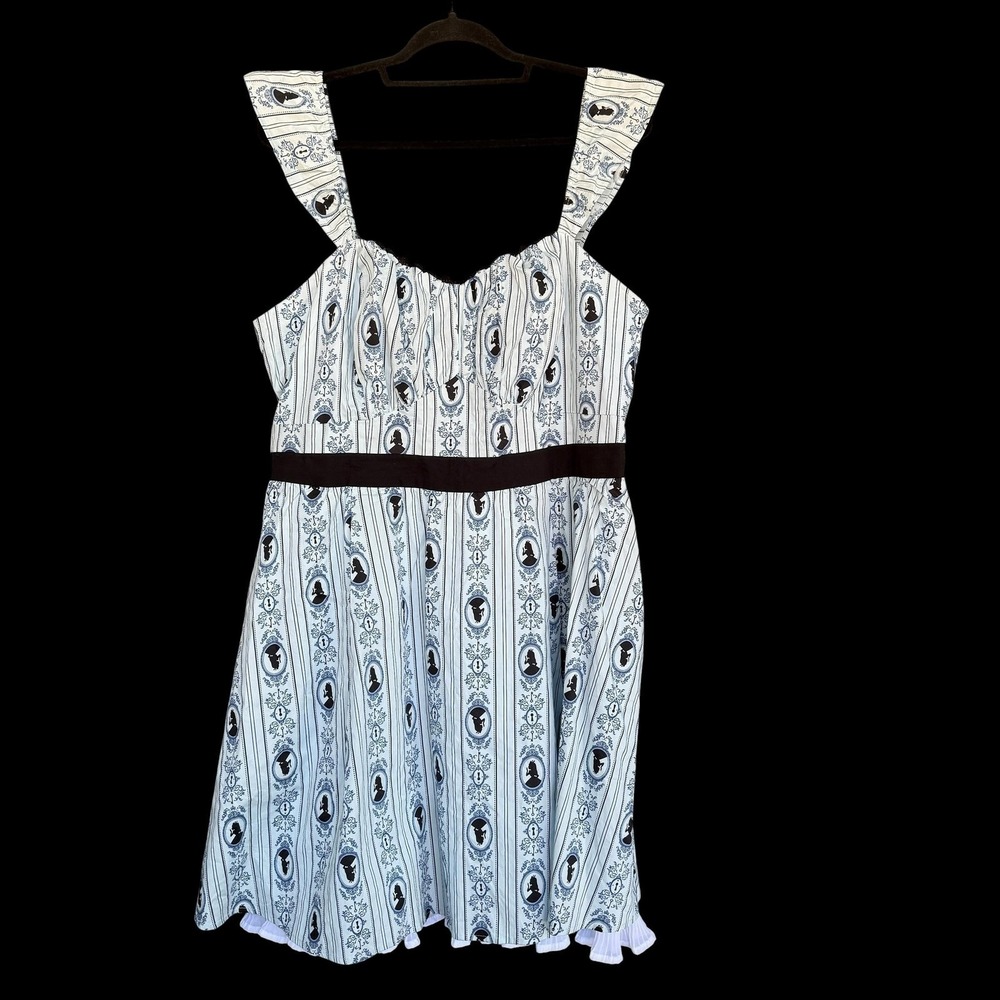 Torrid Dress Womens 18 Blue Disney Alice In Wonderland Ruffle Back Sundress
